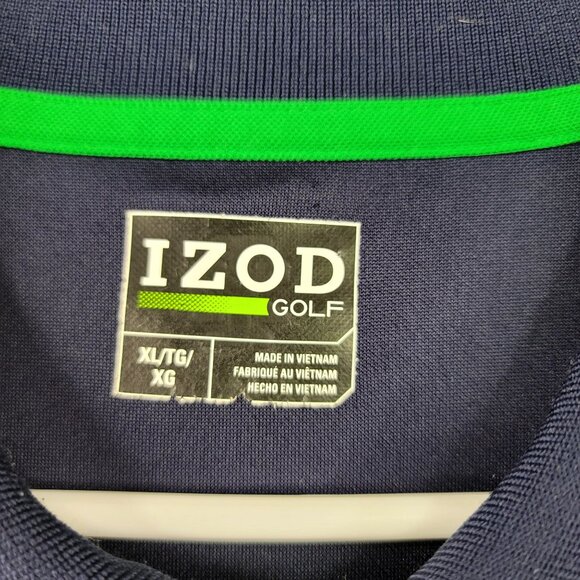 Izod Golf Mens XL Polo Shirt Argyle Pattern Navy Blue Green Country Club - Picture 3 of 9